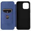 iPhone 14 Pro Flip Case - Koolstofvezel - Blauw