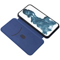 iPhone 14 Pro Flip Case - Koolstofvezel - Blauw