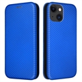 iPhone 15 Flip Hoesje - Koolstofvezel - Blauw