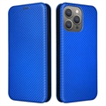iPhone 15 Pro Max Flip Hoesje - Koolstofvezel - Blauw