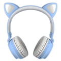Opvouwbare Bluetooth Cat Ear-hoofdtelefoon voor kinderen - Blauw