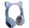 Opvouwbare Bluetooth Cat Ear-hoofdtelefoon voor kinderen - Blauw