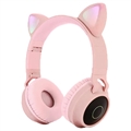 Opvouwbare Bluetooth Cat Ear-hoofdtelefoon voor kinderen - roze