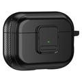 Apple AirPods Pro 2 magnetisch oplaadbare oortelefoon TPU behuizing gesp oorknop cover met karabijnhaak - zwart