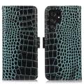 Crocodile Series Samsung Galaxy S23 Ultra 5G Wallet Leren Hoesje met RFID - Groen