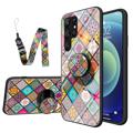 Geruit Patroon Samsung Galaxy S23 Ultra 5G Hybride Hoesje - Kleurrijke Mandala