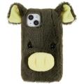 Fluffy Plush iPhone 14 Hybrid Case - Groen Varken
