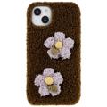 Fluffy Flower Serie iPhone 14 TPU Case - Bruin