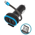 Forever CC-02 MicroUSB Autolader m. 2 USB-poorten - 3A - Zwart / Blauw