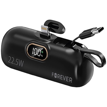 Forever MTB-100 Lightning Mini Power Bank 5000mAh - 22.5W - Zwart