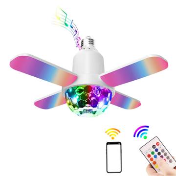 Vierbladige RGB plafondlamp met Bluetooth speaker & afstandsbediening - E27 - Discobal