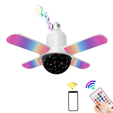 Vierbladige RGB plafondlamp met Bluetooth speaker & afstandsbediening - E27 - Sterrenhemel
