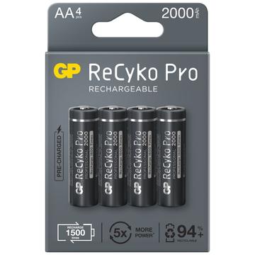 GP ReCyko Pro Oplaadbare AA Batterijen 2000mAh - 4 stuks.