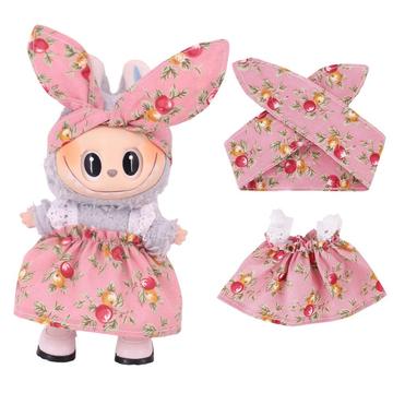Tuinfeest Jurk & Hoofdband Set voor Labubu Minifiguur 17cm - Roze