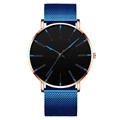 Geneva Ultra Dunne Horloge voor Heren - Blauw / Goud