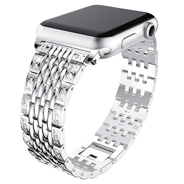Apple Watch Series SE/6/5/4/3/2/1 Glam Bandje - 44mm, 42mm - Zilver