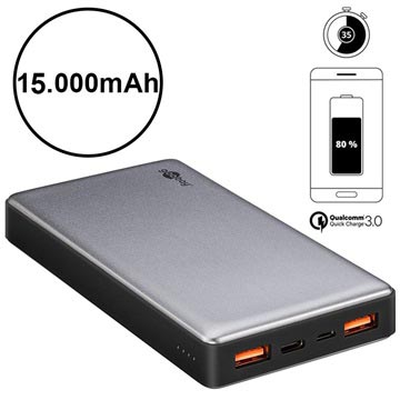 Goobay Quick Charge Powerbank - Dual USB, Type-C