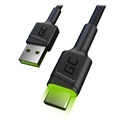 Green Cell Ray Snel USB-C Kabel met LED Licht - 1.2m