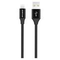 GreyLime Gevlochten USB-A / Lightning-kabel - MFi gecertificeerd - 2m - Zwart