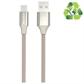 GreyLime Gevlochten USB-A / USB-C Kabel - 2m - Beige