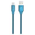 GreyLime Gevlochten USB-A / USB-C Kabel - 1m - Blauw