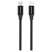 GreyLime Gevlochten USB-C / USB-C Kabel - 1m - Zwart