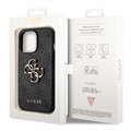 Guess 4G Big Metal Logo iPhone 14 Pro Max Hybrid Case - Zwart