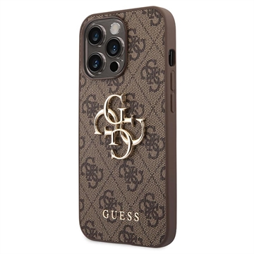 Guess 4G Big Metal Logo iPhone 14 Pro Max Hybrid Case - Zwart
