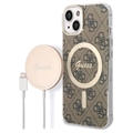 Guess 4G Edition Bundle Pack iPhone 14 Plus Hoesje & Draadloze Oplader - Bruin