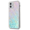 Guess 4G Liquid Glitter iPhone 12 Mini Hybrid Case - Roze / Blauw