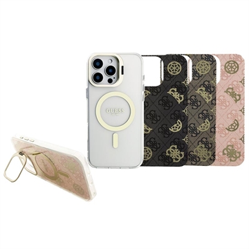 iPhone 16 Pro Max Guess Gegalvaniseerde Standaard Camera Frame MagSafe Hoesje met Verwisselbare Achtergronden