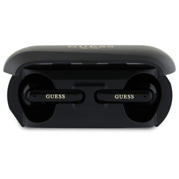 Guess Elongated Metallic Printed Logo Draadloze hoofdtelefoon met oplaadcase - Zwart