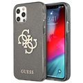 Guess Glitter 4G Big Logo iPhone 12/12 Pro Hybrid Case - Zwart