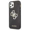Guess Glitter 4G Big Logo iPhone 12 Pro Max Hybrid Case - Zwart