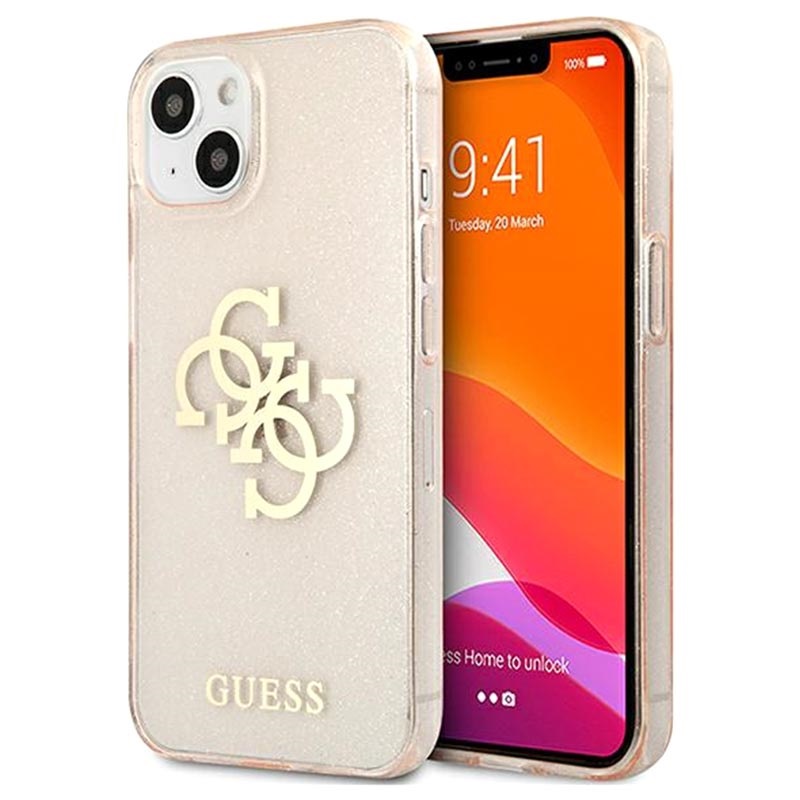 Laster Spoedig Keelholte Guess Glitter 4G Big Logo iPhone 13 Mini Hybrid Case