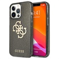 Guess Glitter 4G Big Logo iPhone 13 Pro Max Hybrid Case - Zwart