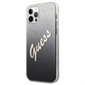 Guess Glitter Gradient Script iPhone 12/12 Pro Case - Zwart