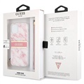 Guess Marble Collection iPhone 13 Mini Hoesje met Draagriem - Roze