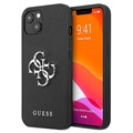 Guess Saffiano 4G Metal Logo iPhone 13 Mini Hybrid Case - Zwart