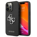 Guess Saffiano 4G Metal Logo iPhone 13 Pro Max Hybrid Case - Zwart