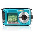 HD368 Waterdichte Digitale Camera Full HD 2.7K 48MP 16X onderwatercamera met dubbel scherm - Blauw