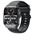 HK80 Smart Horloge met AMOLED Gebogen Scherm, Bluetooth Bellen, Gezondheidsmonitor & NFC - Zwart