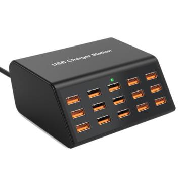 HW15 15-poorts USB-oplaadstation met digitaal display - 100W - Zwart