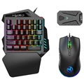 HXSJ Mobile Gaming Set - Eenhandig toetsenbord, muis, hub (bulk) - RGB
