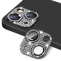 iPhone 15/15 Plus Hat Prince Glitter Camera Lens Beschermer - Zwart