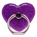 Heart Shape Glitter Ring Standaard voor Smartphone Metalen Gesp Telefoonhouder - Paars