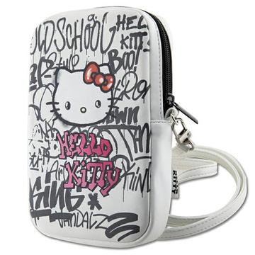 Hello Kitty Graffiti Kitty Hoofd Smartphone Schoudertas - Wit