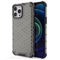 Honeycomb Armored iPhone 14 Pro Max Hybrid Case - Zwart