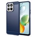 Honor 200 Smart/X7c 4G/5G Geborsteld TPU Hoesje - Koolstofvezel - Blauw