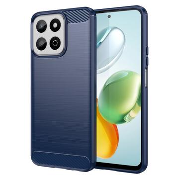 Honor 200 Smart/X7c 4G/5G Geborsteld TPU Hoesje - Koolstofvezel - Blauw